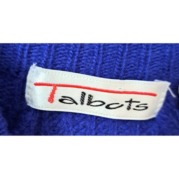 Talbots Women's S Blue Long Raglan Sleeve High Neck Lambswool Blend Sweater - Picture 2 of 7